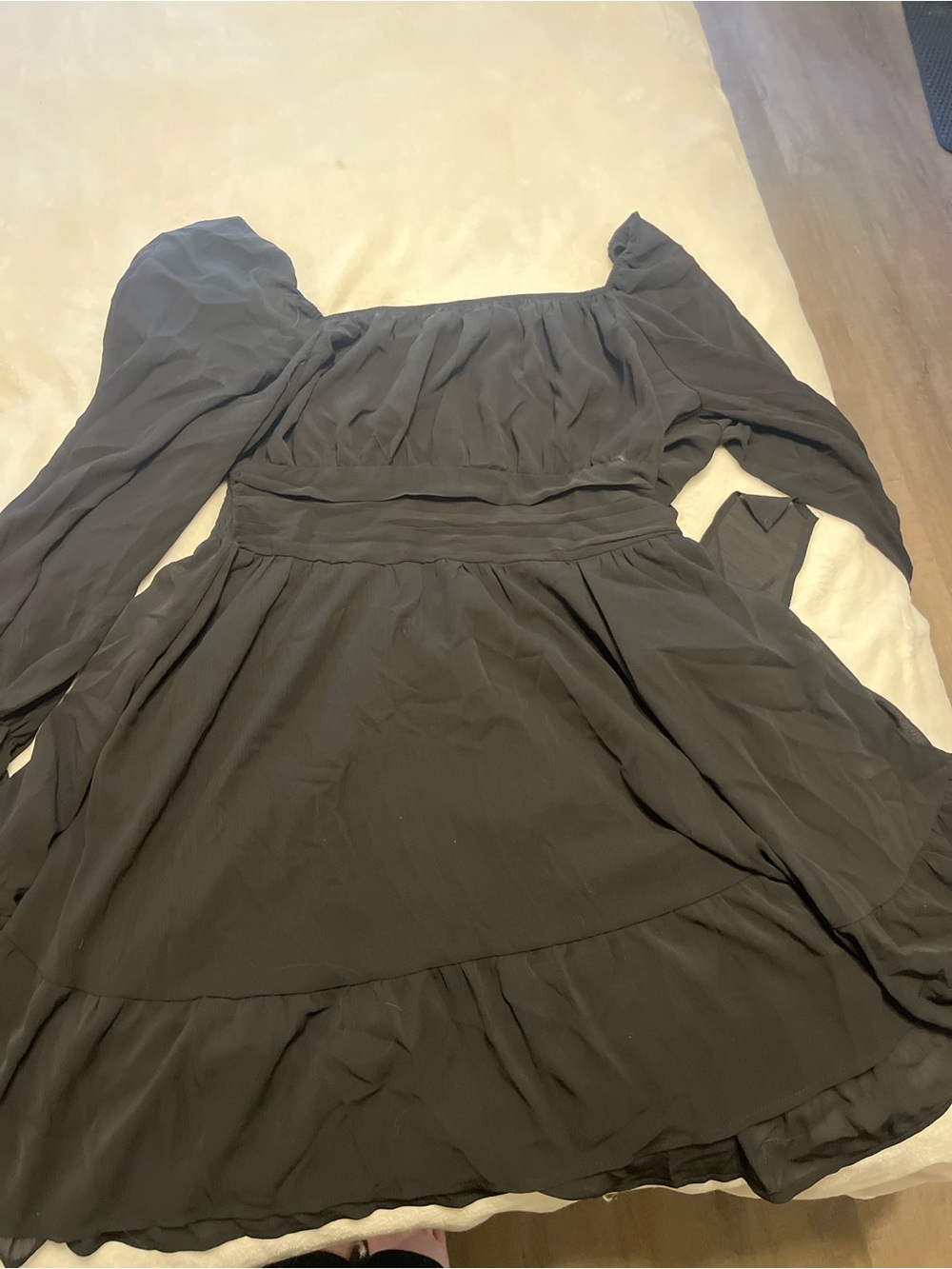 Black Long Sleeve Square Neck Women’s Dress
